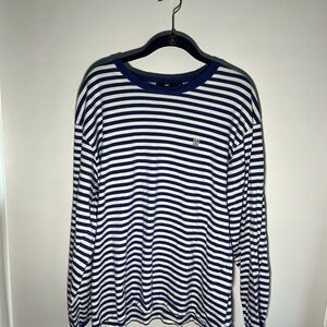 Obey Large blue and white striped Long Sleeve